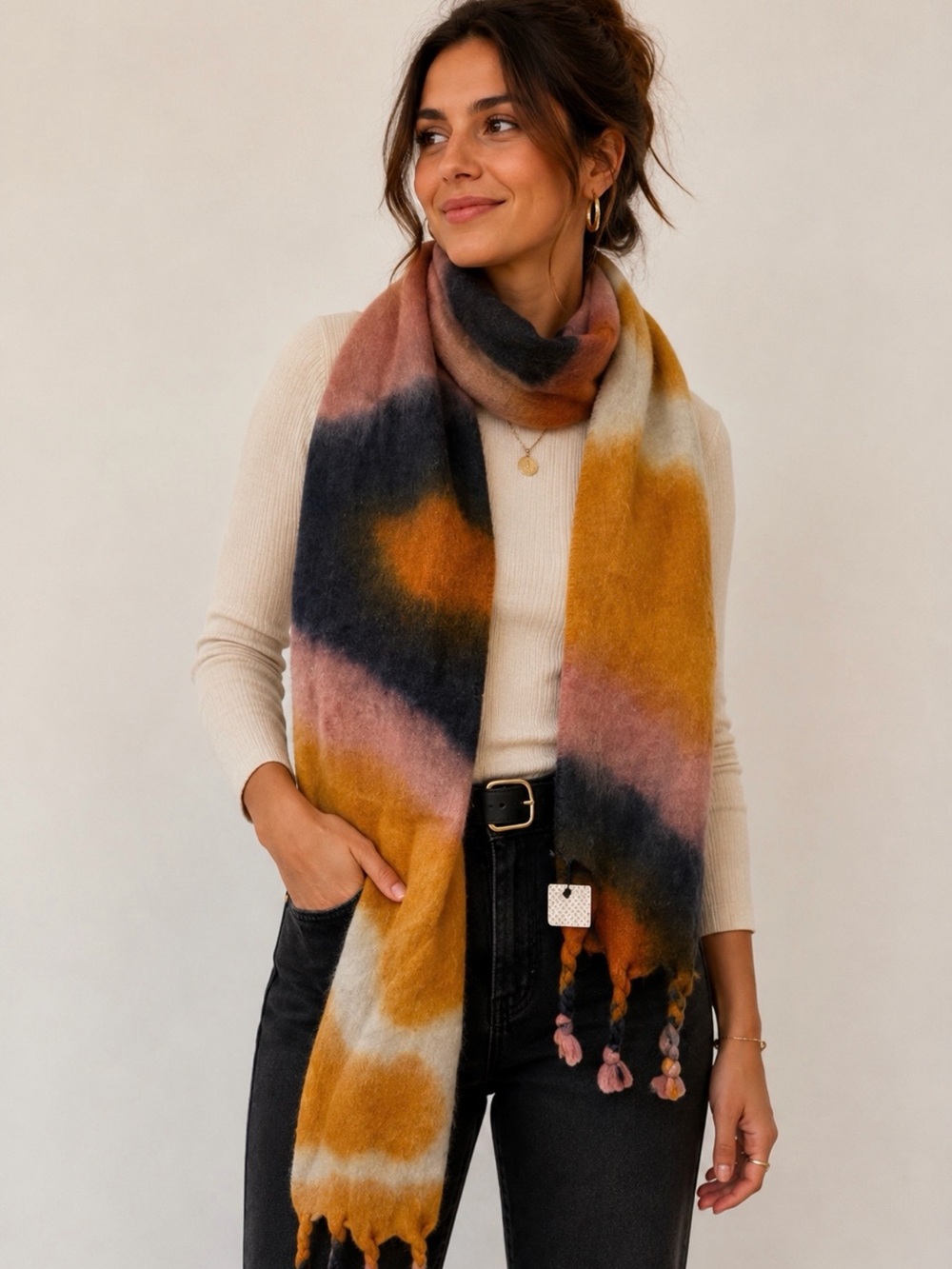 Lulla Collection Soft Tie-Dye Tassel Scarf – Cozy Autumn Wrap Shaw NWT